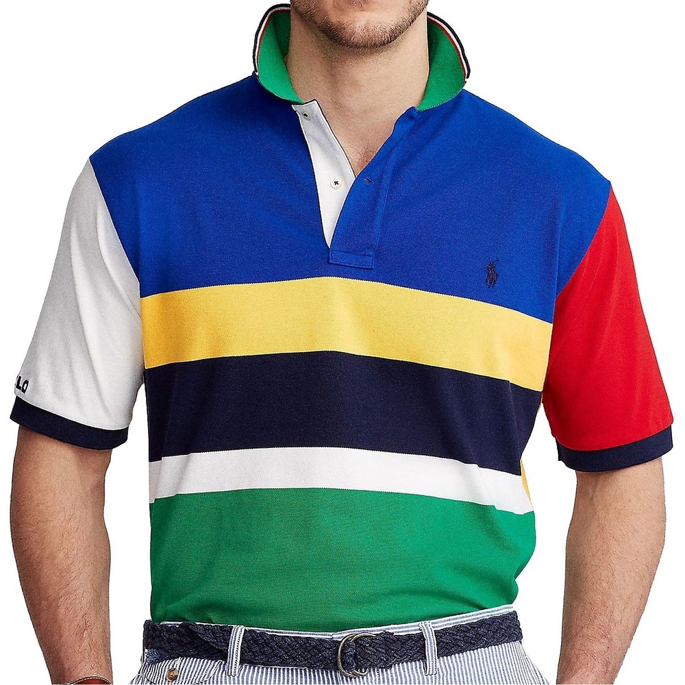 Polo Ralph Lauren Men's Blue Multi Color Block Classic Fit Polo Size XXL - Picture 1 of 8
